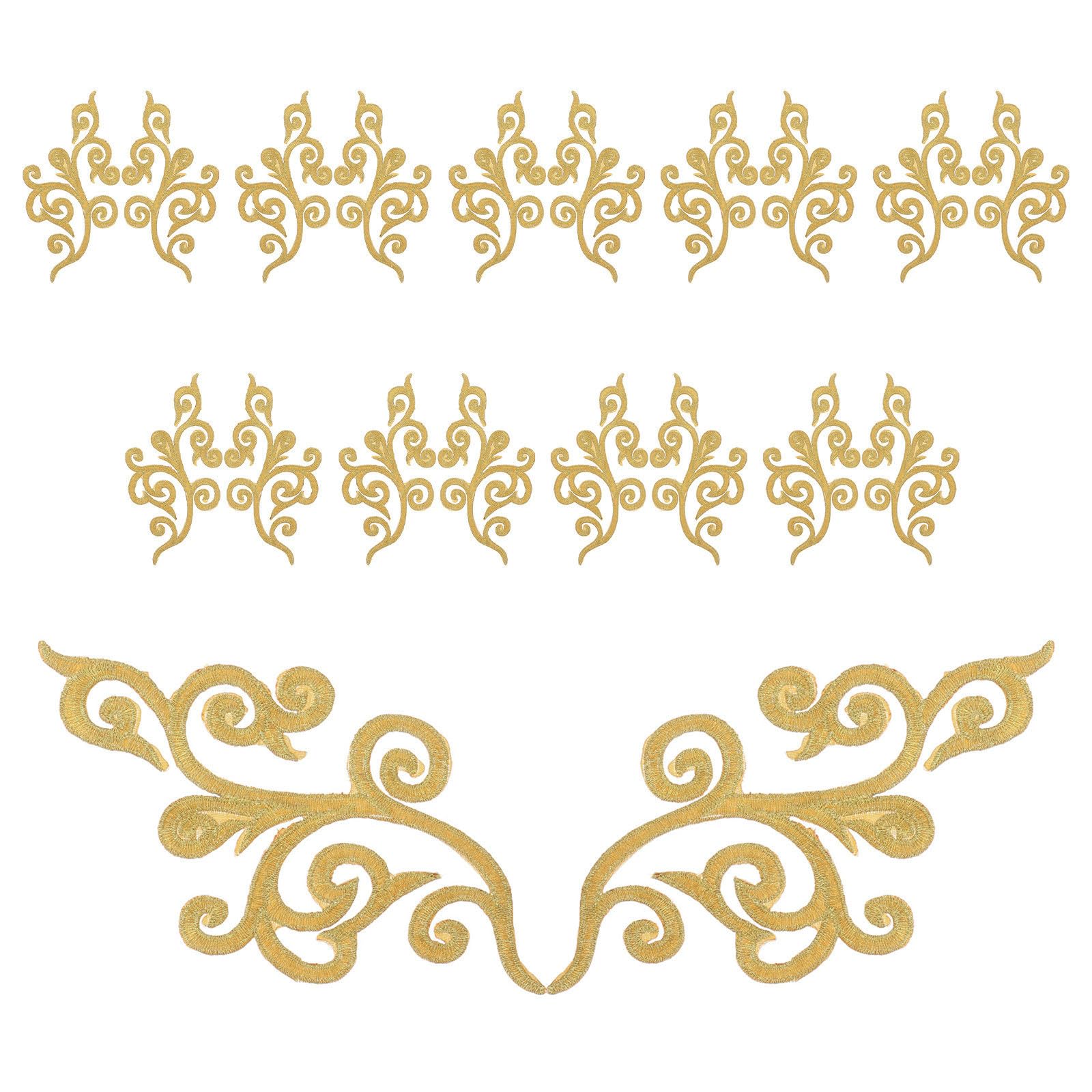 SEWACC 50 Pares Parche Bordado Dorado para Decoración de Ropa Poliéster y Algodón, Versátil y Seguro para Prendas de Vestir y Trajes de Actuación