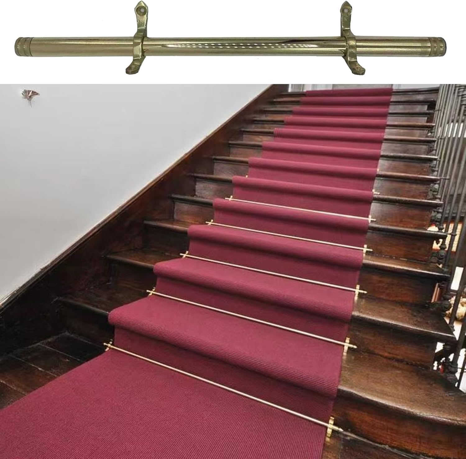 Stair Carpet Rods, Brass Tubular Rods for Stairs, for Wooden Stairs, Stair Carpet Slider Rods(13 pcs)