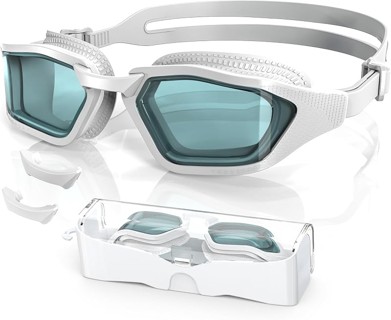 Greatever Swim Goggles Adult Anti Fog&UV No Leak Wide View Swimming Goggles | UV Protection Clear View, Water Pool Goggles with Storage Case for Men Women, Comfort Fit