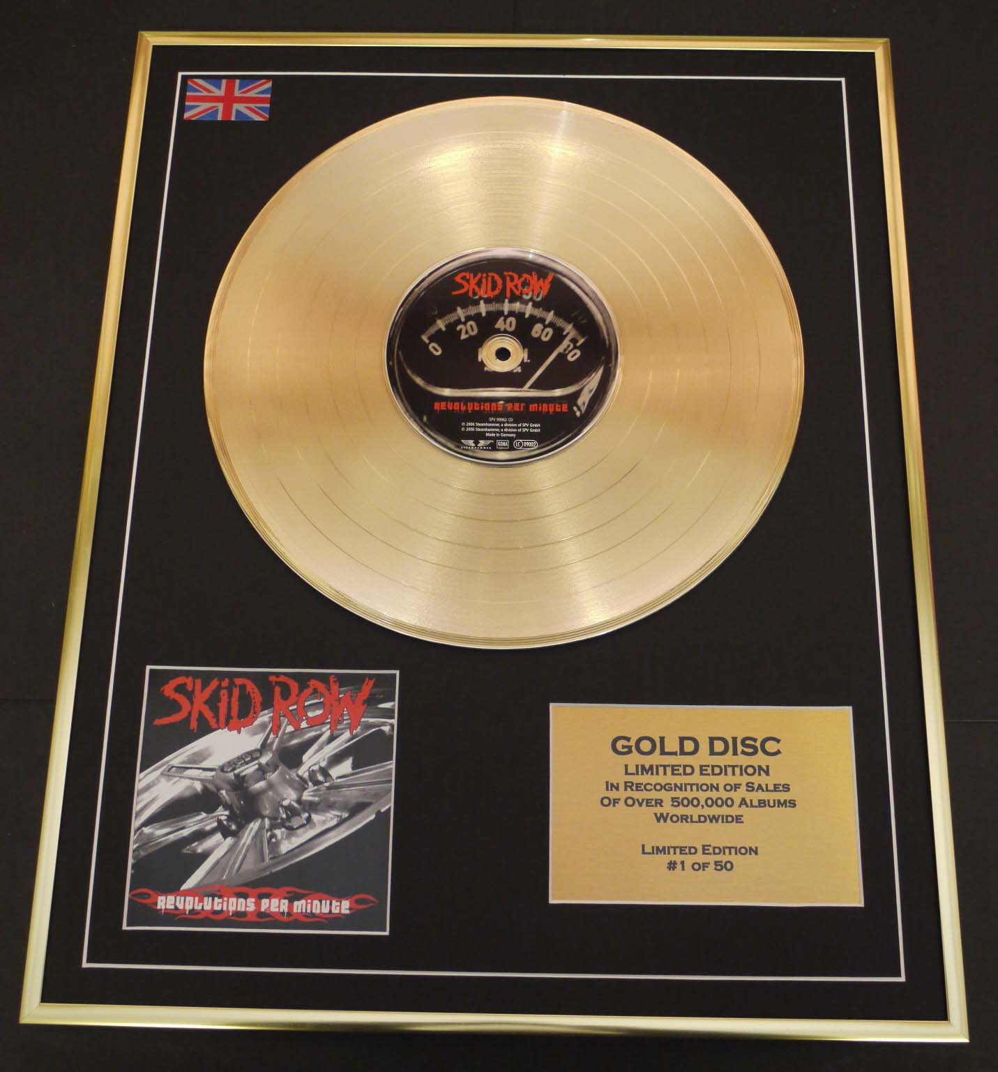 SKID ROW/LTD. EDITION CD GOLD DISC/RECORD/REVOLUTIONS PER MINUTE