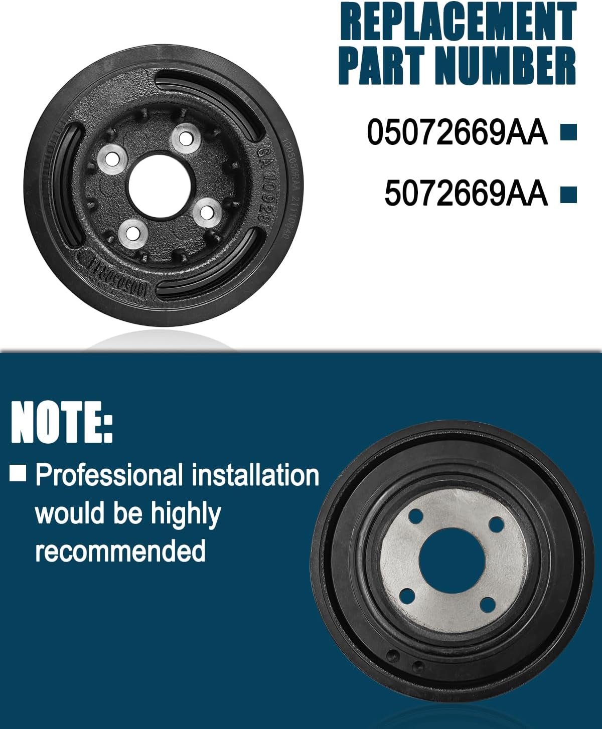 05072669AA Engine Harmonic Balancer Crankshaft Pulley Compatible with Jeep Liberty 2.8L L4 Diesel 2005-2006, Replace# 5072669AA