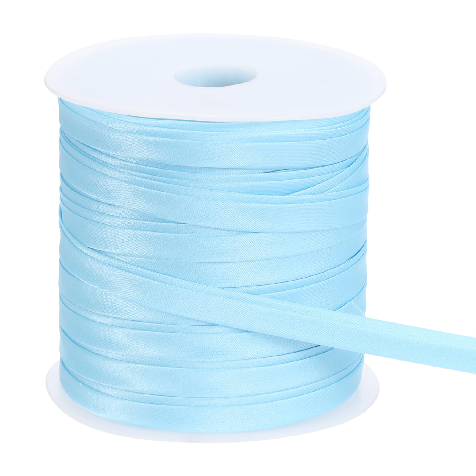 sourcing map Double Fold Bias Tape for Sewing, 3/8 Inch x 55 Yards Satin Bias Binding Tape Continuous Bulk for Quilting Binding Seaming Hemming Fabric Piping DIY Craft, Light Blue