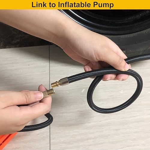 Miniatura 5 de GODESON Adaptador de manguera de inflador de neumáticos de 20 pulgadas, portabrocas de aire con manguera trenzada y adaptador de válvula Presta para