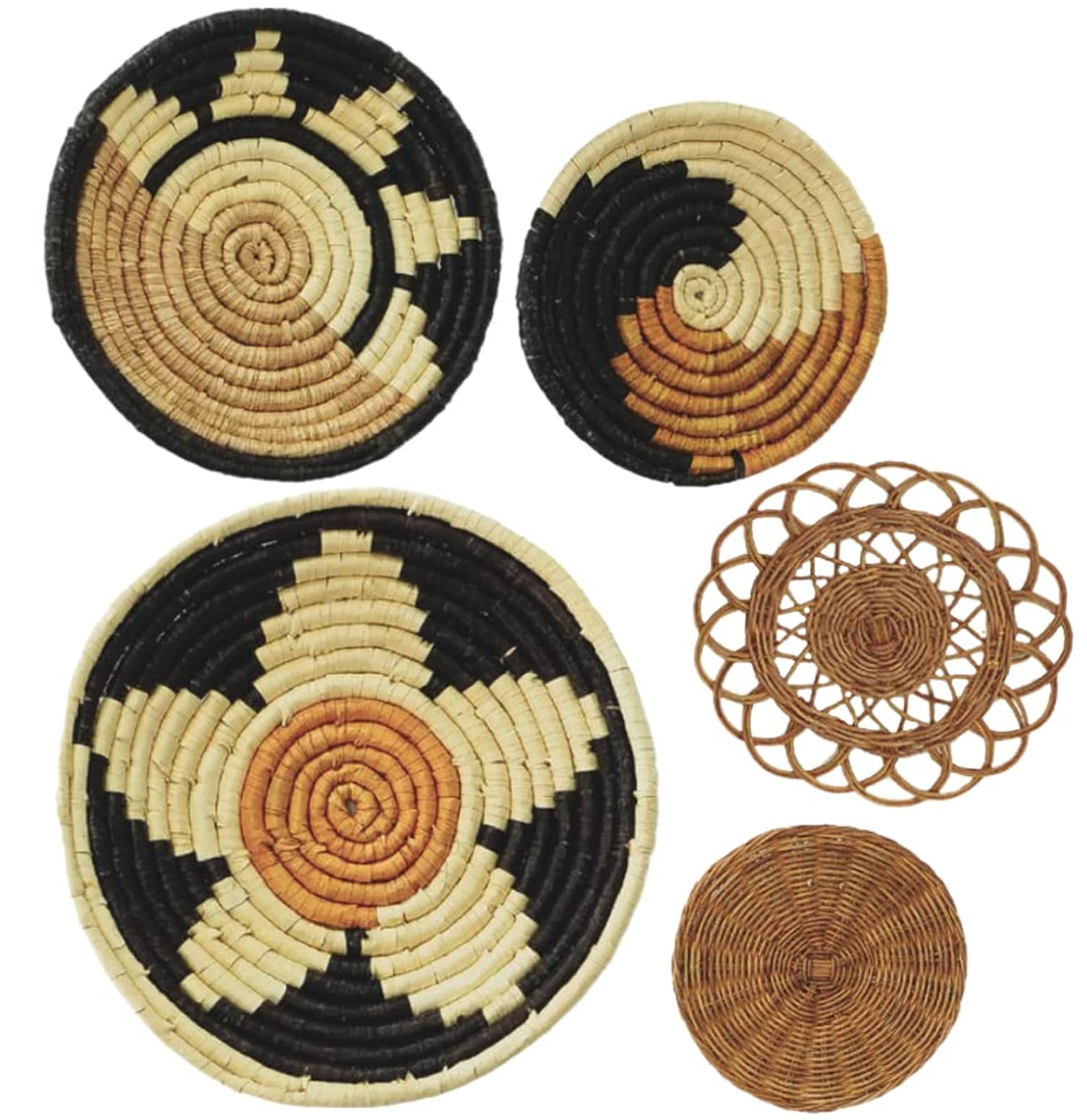 Photo 1 of *STOCK PHOTO REFERENCE ONLY* MANTEIV Set of 5 Wall Basket Decor - Boho Wall Decor - Woven Baskets - Natural Hanging Storage Basket - Hanging Baskets for Kitchen Set Living Room Bedroom Dining Room Rustic Decor Asian