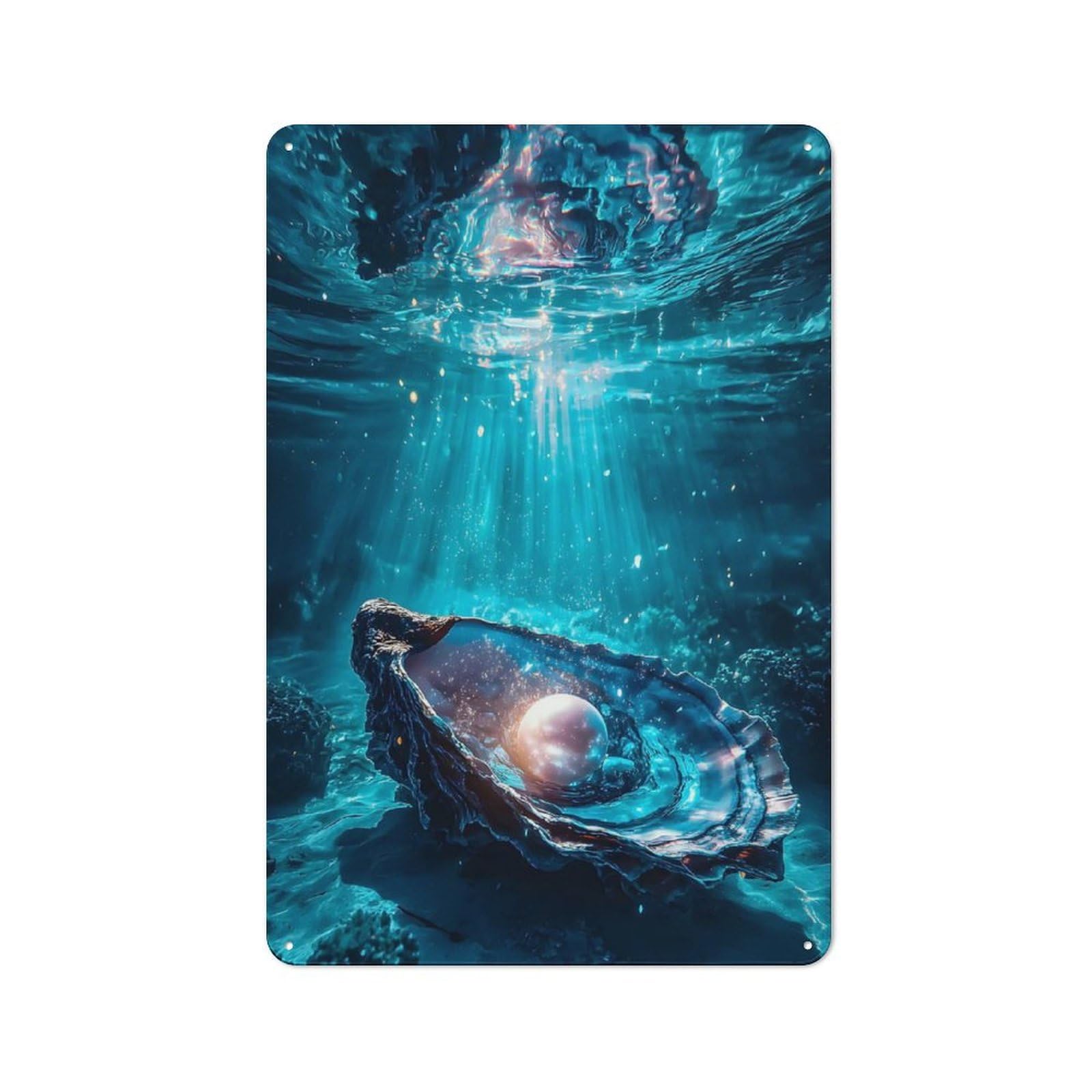 Junmoney Style-20 Modern Vintage Underwater Pearl In Oyster Shell Office Metal Sign 30X20cm, Creative Space Decor For Home Office, Reading Corner Or Bedroom