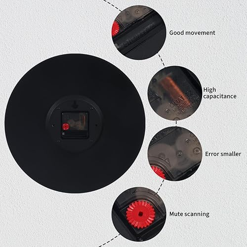 Miniatura 5 de Reloj de disco de vinilo con música de 12 pulgadas, reloj de disco de vinilo musical clásico con aguja de registro, reloj de pared decorativo para