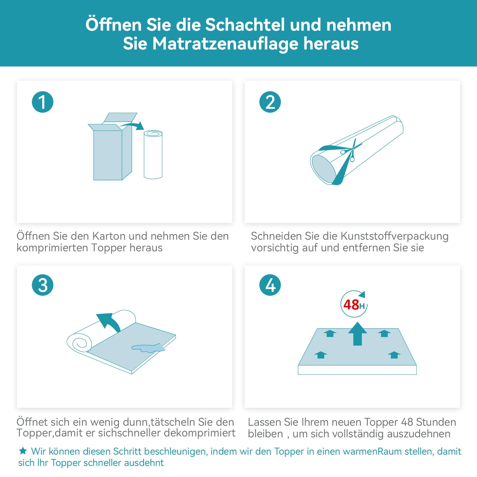 Amazon Basics Comfort Memoryschaum Matratzenauflage, Plüsch, 180 x 200 cm, 7 cm Höhe, weiß