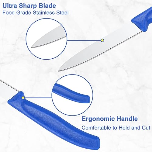 Miniatura 17 de BEWOS Juego de cuchillos de pelar de 4 piezas, cuchillos de pelar con mango ergonómico, cuchillos de pelar con triple remache de 3.5 pulgadas, acero
