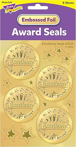 Miniatura 3 de Pegatinas de sellos de oro de excelencia de TREND enterprises, Inc. 8 hojas, 42 sellos