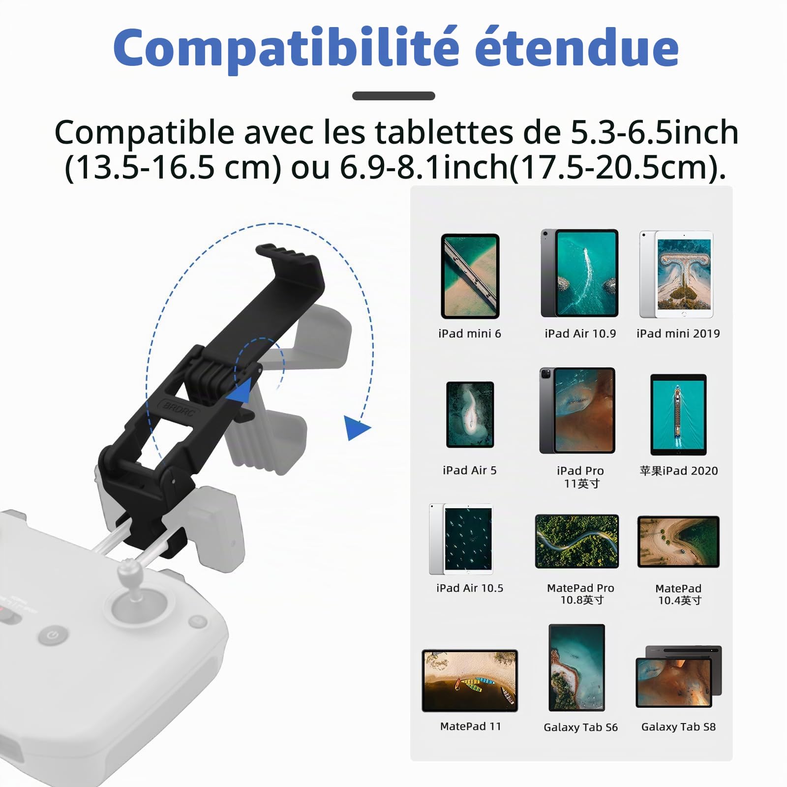 HeiyRC Support de Tablette pour Drone DJI Air 3S/Neo/Mini 4K/Mini 3/3 Pro, Mini 2/2 SE, Mini 4 Pro/Mavic 3, Mavic Air 2/2S, télécommande réglable pour iPad Mini/Air