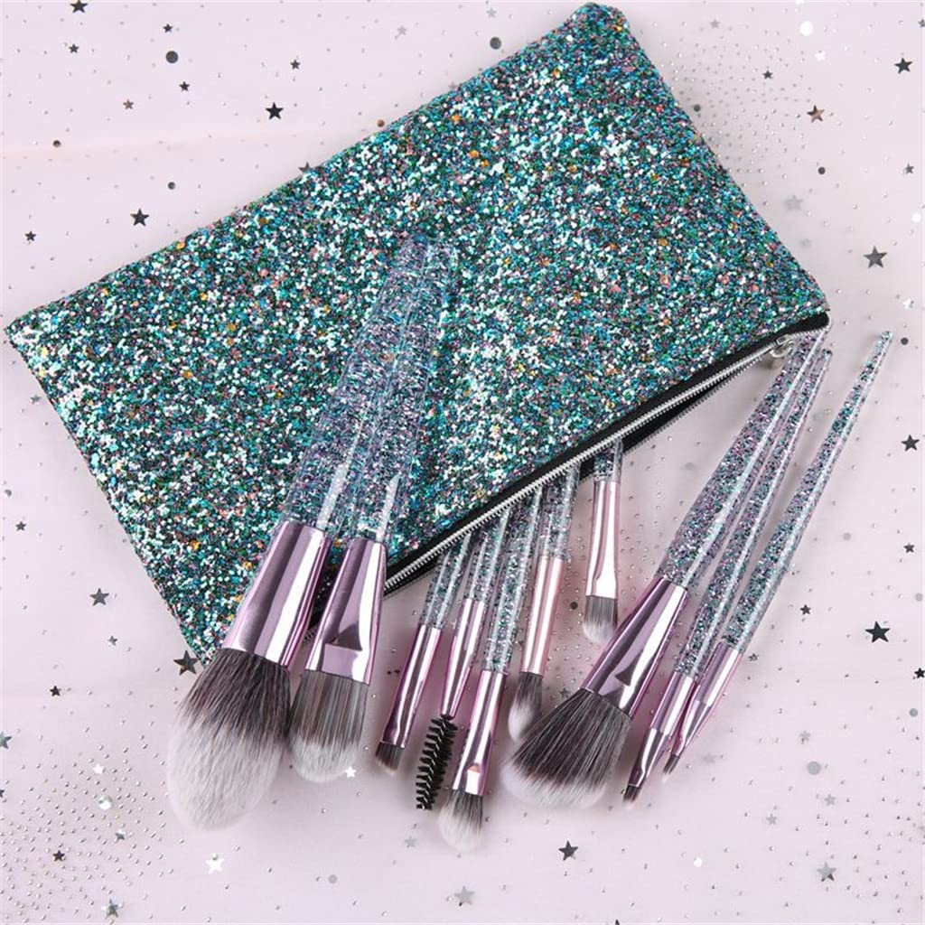 10 Teile/Satz Kristall Glitter Make-Up Pinsel Set Pro Foundation Pinsel Blending Concealer Make Up Pinsel Set mit Tasche