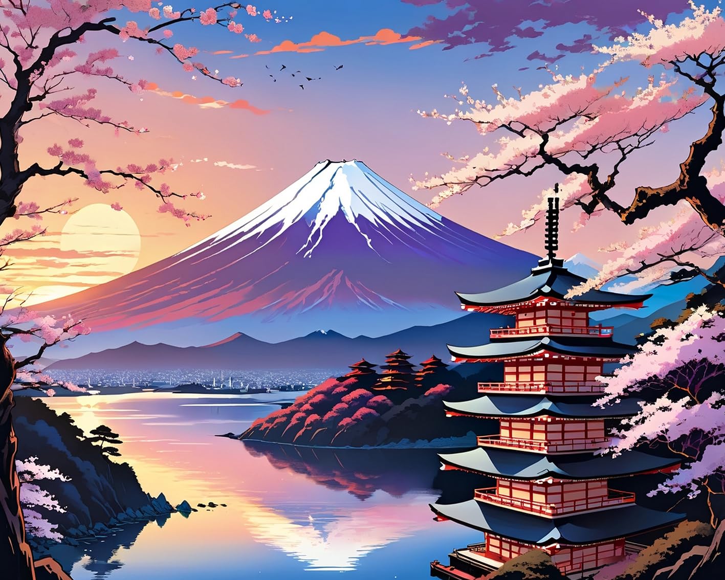 辰　oilpainting from Japan TISHIRON DIY Paint by Numbers for Adults Beginner Japan Mount Fuji