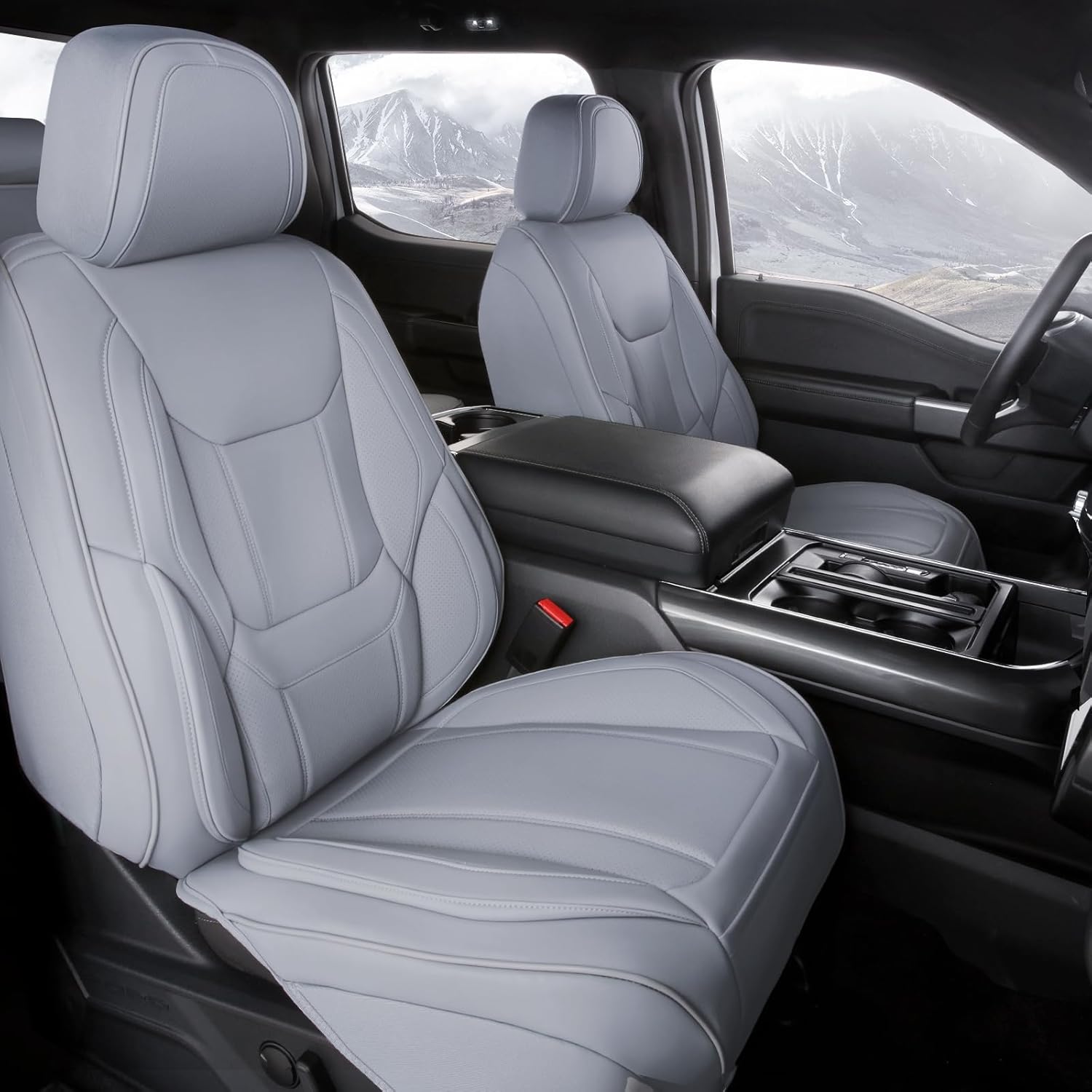 Coverland Custom Car Seat Covers Compatible with 2009-2016 Hyundai Genesis - Premium Leather Non-Slip Memory Foam Waterproof Seat Cover Custom fit Interior Protector [Front Seat-Gray]