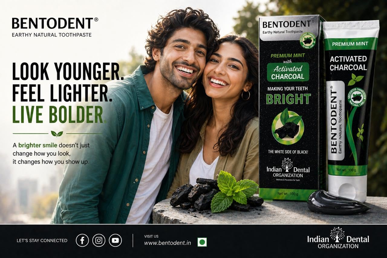 BENTODENT TOOTHPASTE Zahnaufhellung Bentonit und Zahnpasta aus Aktivkohle, natürliche Zahnaufhellung