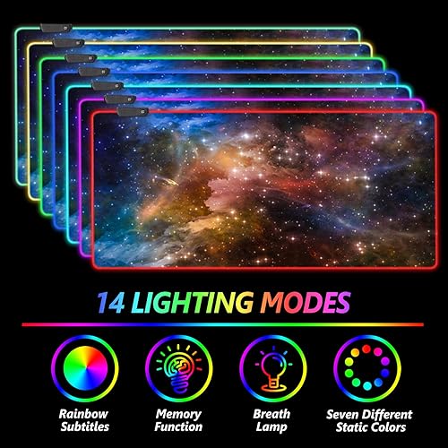 Miniatura 2 de AIMSA Alfombrilla de mouse grande para juegos RGB alfombrilla de mouse LED para teclado extendida de 354 x 158 pulgadas base de goma antideslizante