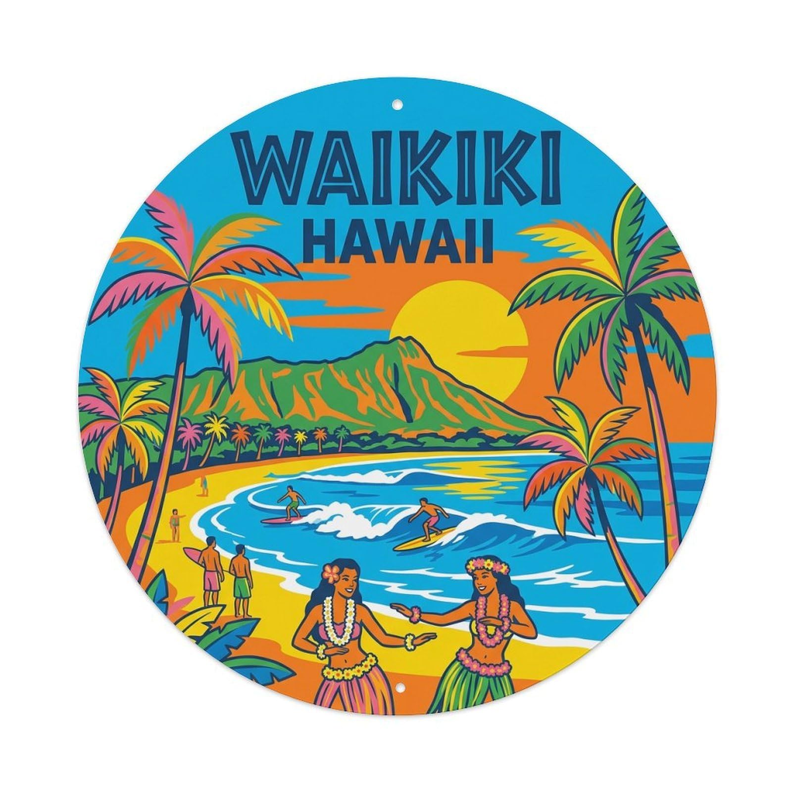 Vintage Travel Waikiki Hawaii Majesty Metal Tin Sign