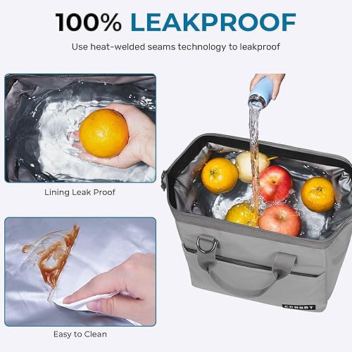 Miniatura 5 de ECHSRT Lonchera térmica para mujereshombres, bolsa de almuerzo reutilizable de 10 litros con correa ajustable para el hombro, a prueba de fugas para