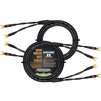 WORLDS BEST CABLES 15 Foot - Canare 4S11 Audiophile Grade - HiFi Star-Quad Speaker Cable Pair with Eminence Gold Spade Connectors