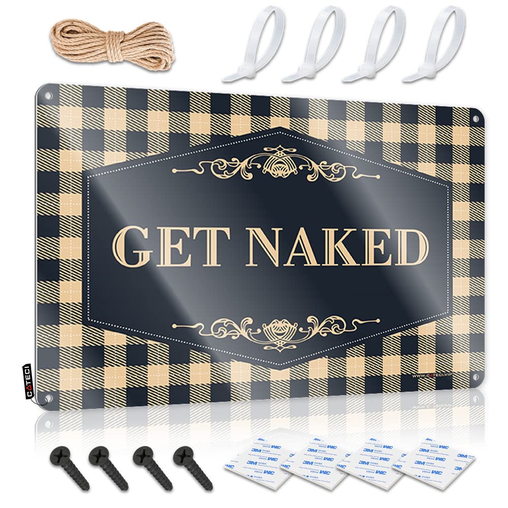 HELIOFORGE Sarcastic Signs Get Naked Tin Sign Bar Posters Man Cave Decor And Accessories(30X40CM)