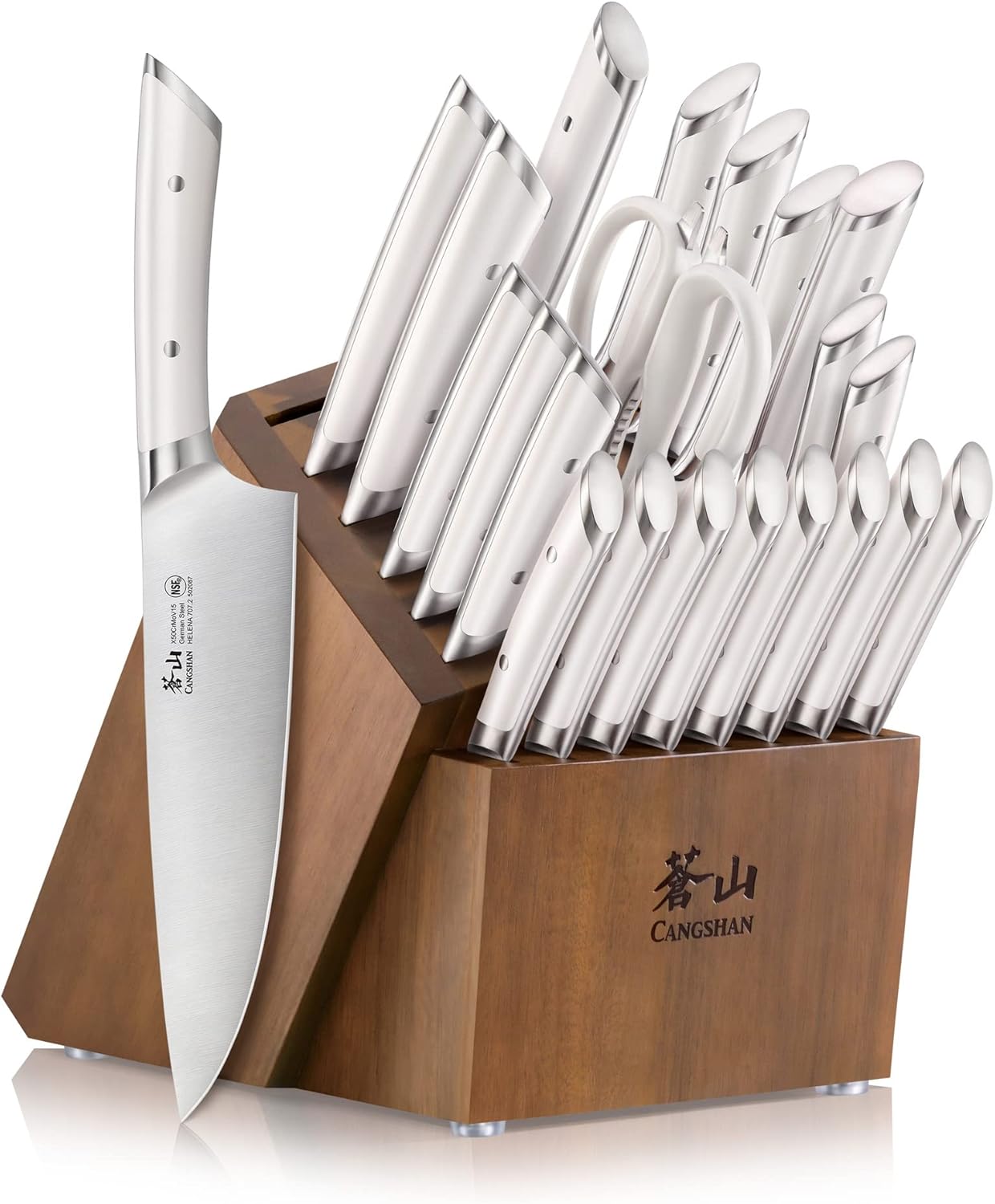 Cangshan HELENA Series German Steel Forged Knife Block Set (23-Piece, White)