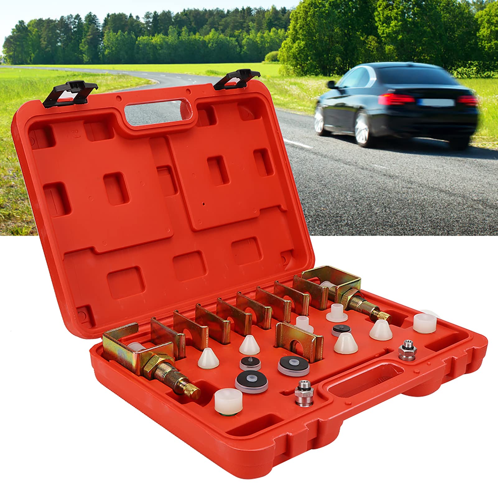 Drfeify Cercafughe Aria Condizionata 26 Pezzi Set Strumento di Rilevamento Perdite AC con Plastica PA Ferro Galvanizzato Alluminio per Test del di Aria Condizionata dell'automobile Tecnici di