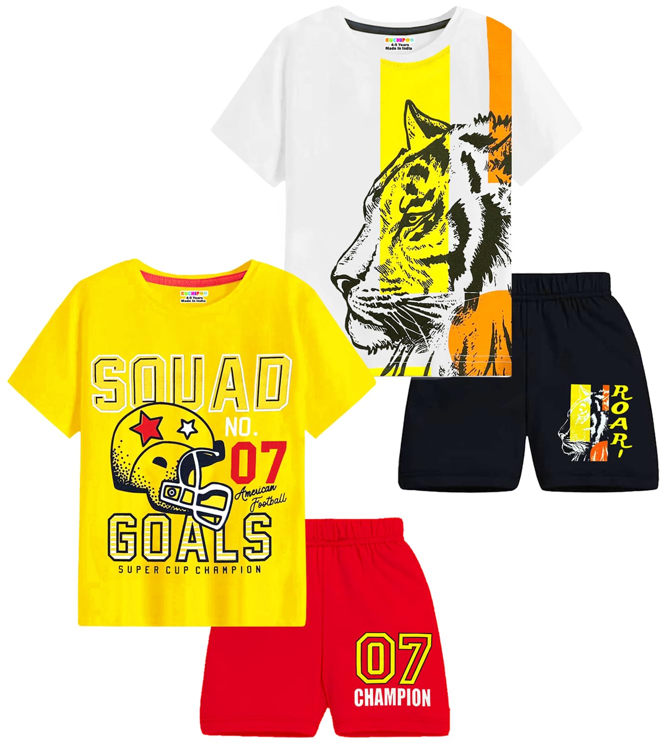Kuchipoo Boys Regular Fit Cotton T-Shirts and Shorts Set
