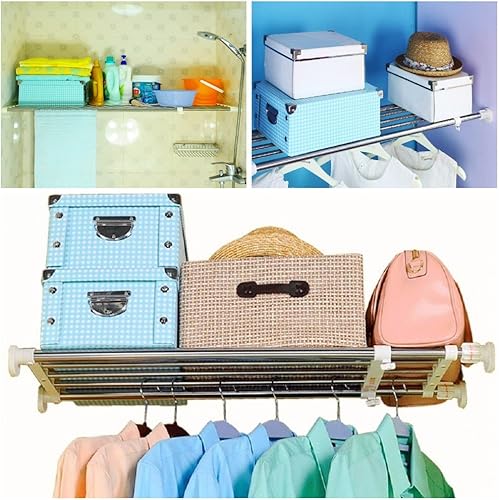 Miniatura 3 de BAOYOUNI Barra de tensión para armario, organizador de armario resistente, estantes de almacenamiento ajustables, separadores de armario para