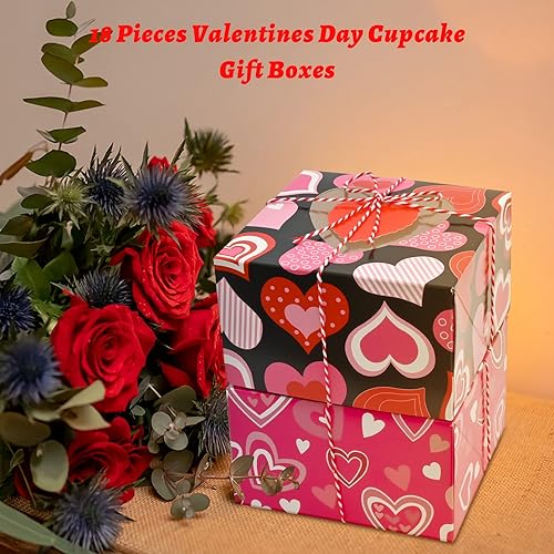 Vista 5 de 18 cajas de San Valentín, caja de regalo para el día de San Valentín, cajas de galletas de corazón de chocolate con corazones de ventana, caja