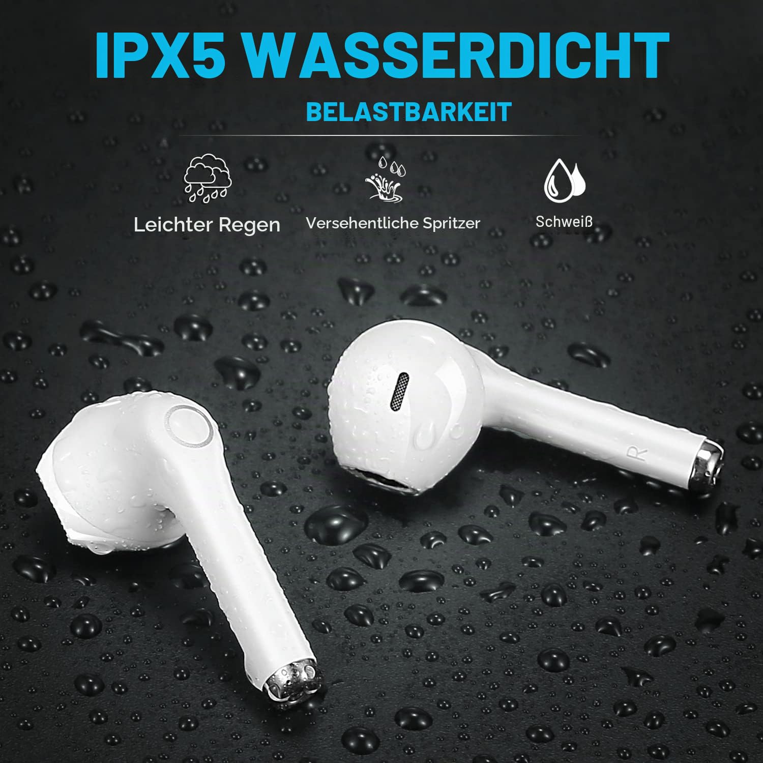 yobola Bluetooth Kopfhörer In Ear, Kopfhörer Kabellos Bluetooth 5.1 HiFi Stereoklang, IPX5 Wasserdicht Kabellose Kopfhörer Touch Control, Wireless Kopfhörer, Eingebautes Mikrofon, für Apple AirPods
