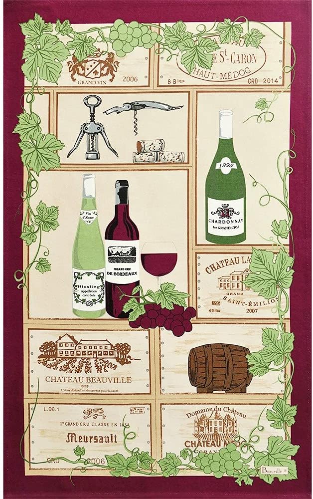 Beauvillé, Le Meilleur de France Gift Box of 2 Luxury French Kitchen/Tea Towels, Silk Screen Printed