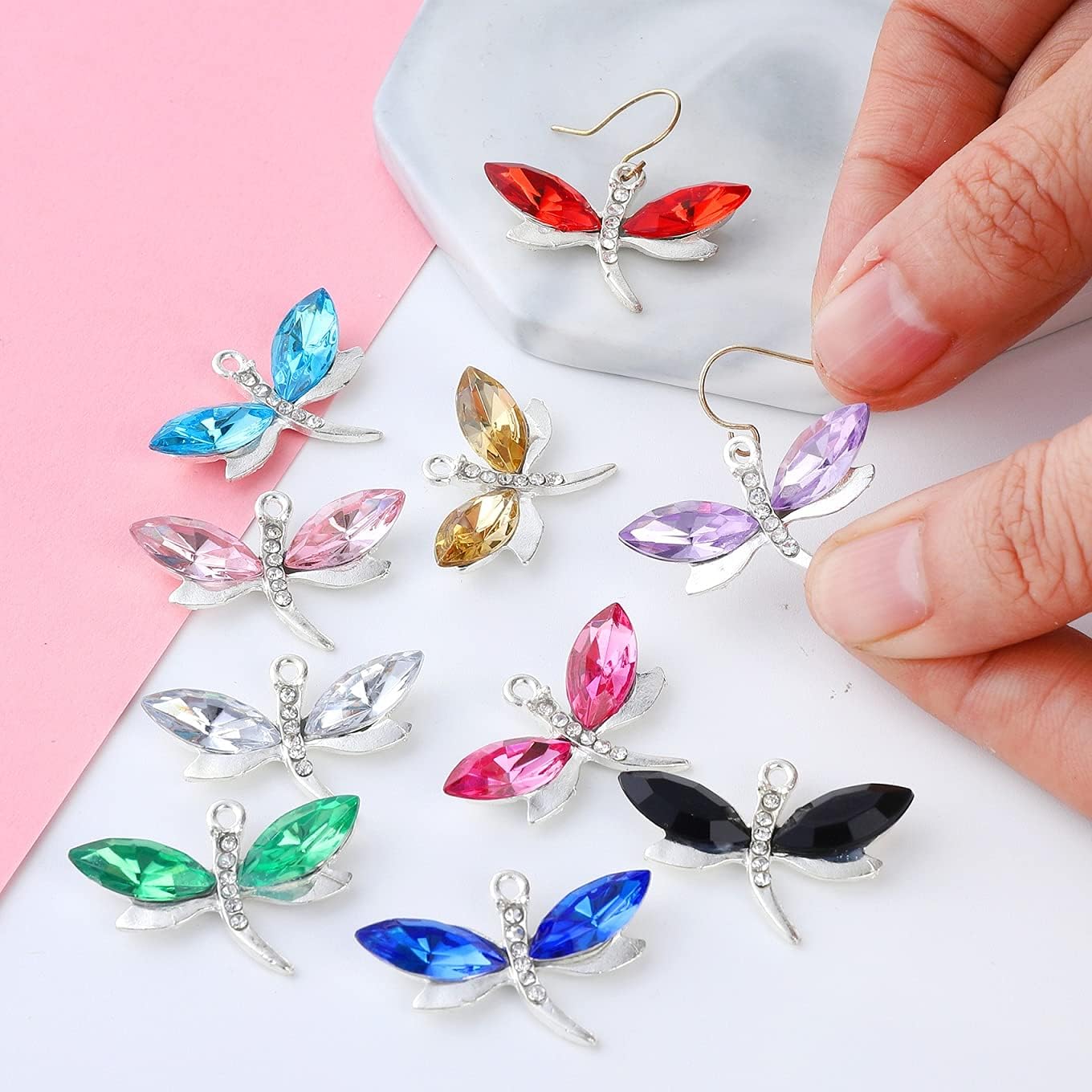 20PCS Dragonfly Charms for Jewelry Making, Diamond Metal Enamel Pendant Charms, for Necklace Bracelet Earring DIY Jewelry Making Accessories, 10 Colors - Image 7