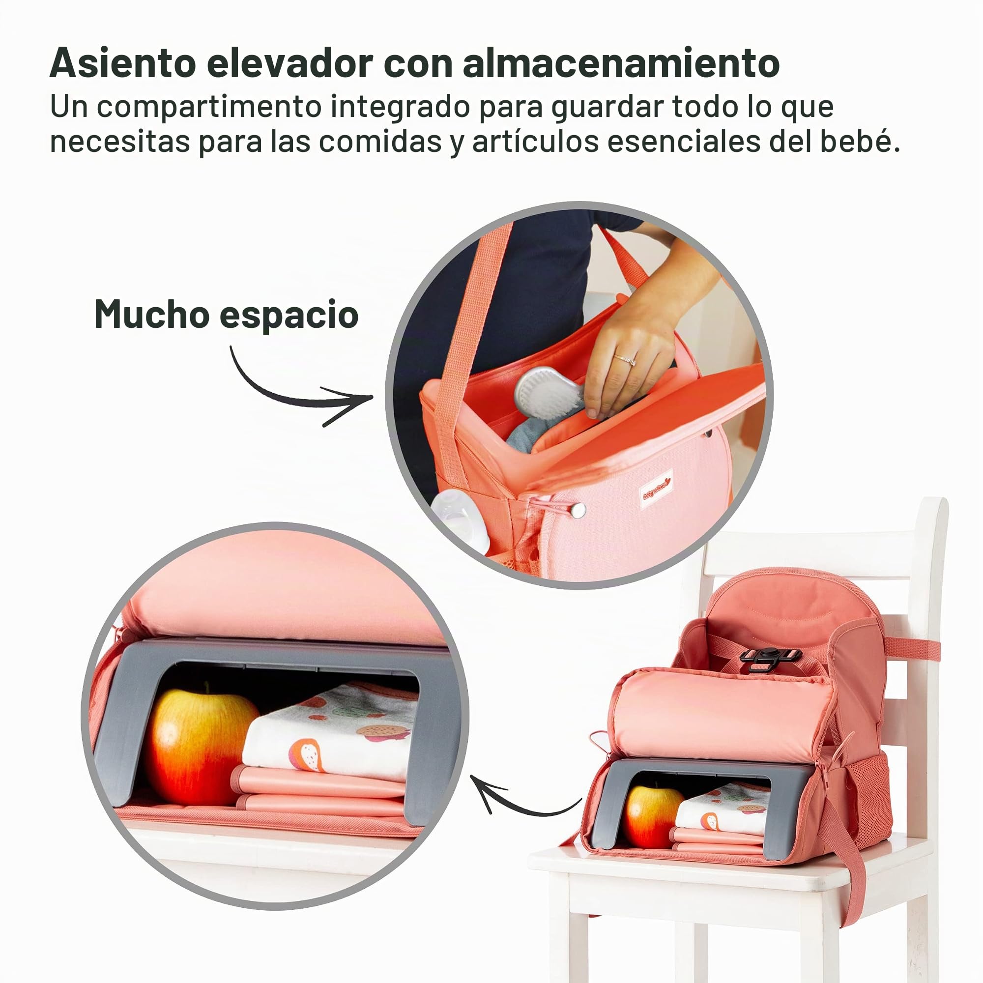 BabyToLove Travel Up Asiento elevador para bebé y almacenamiento | Ligero sobre la marcha y fácil de llevar | Rust