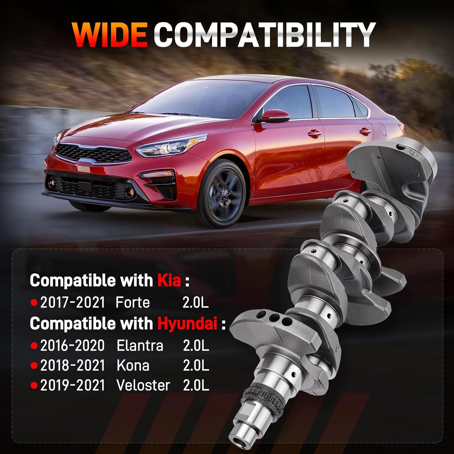 Engine Crankshaft Connecting Rod Bearings Kit Compatible with Kia Forte 2.0L 2017-2021, Hyundai Elantra Kona Veloster 2.0L 2016-2021, Replace# 23110-2E510 23110-2E501 23510-2E001 23510-2E460