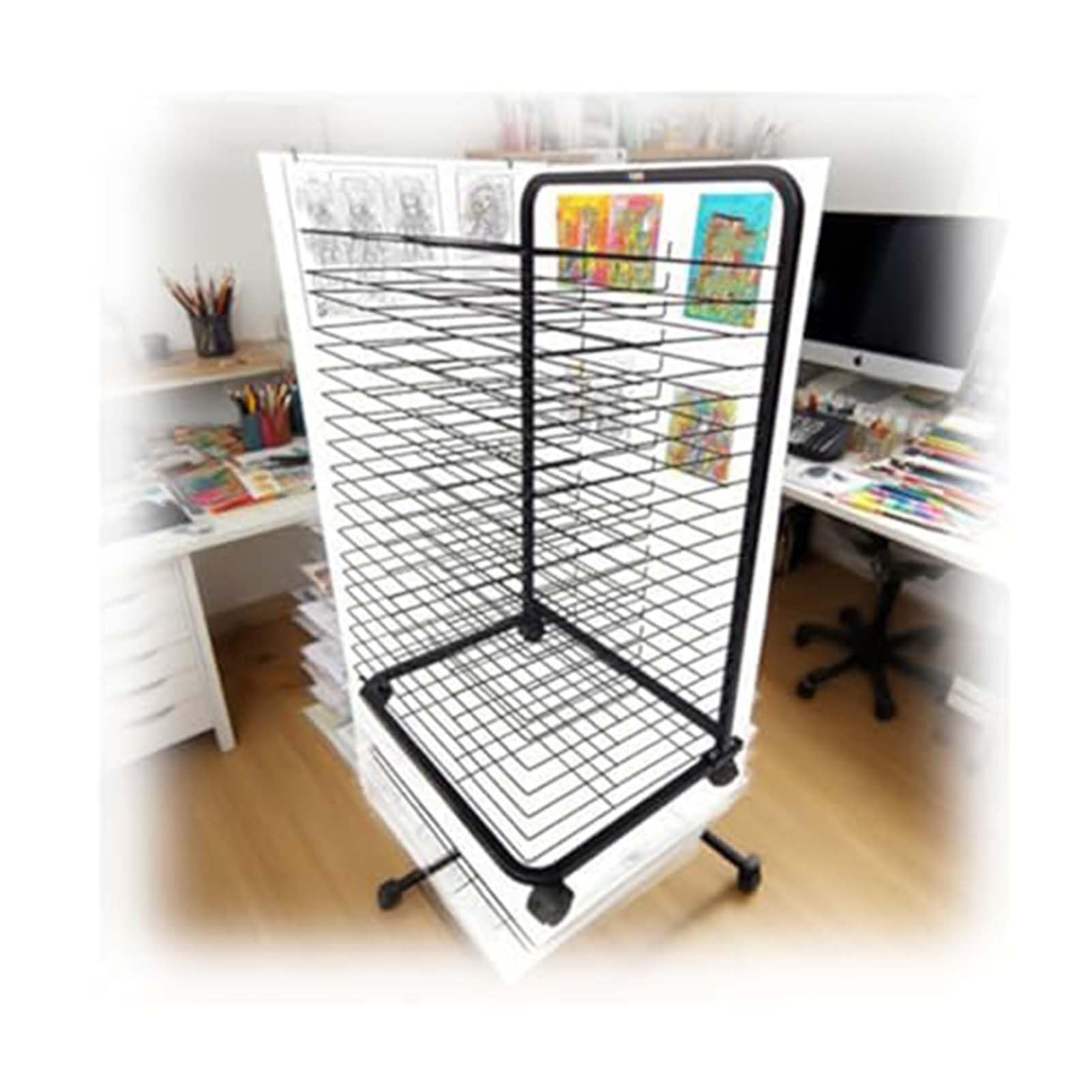 THEGA Mobile Art Drying Rack - Sturdy Metal Art Rack, Steel Drying Painting Racks, Sturdy Paint Drying Rack With Lockable Wheels, For Classroom Studio Home & School(20-layer)