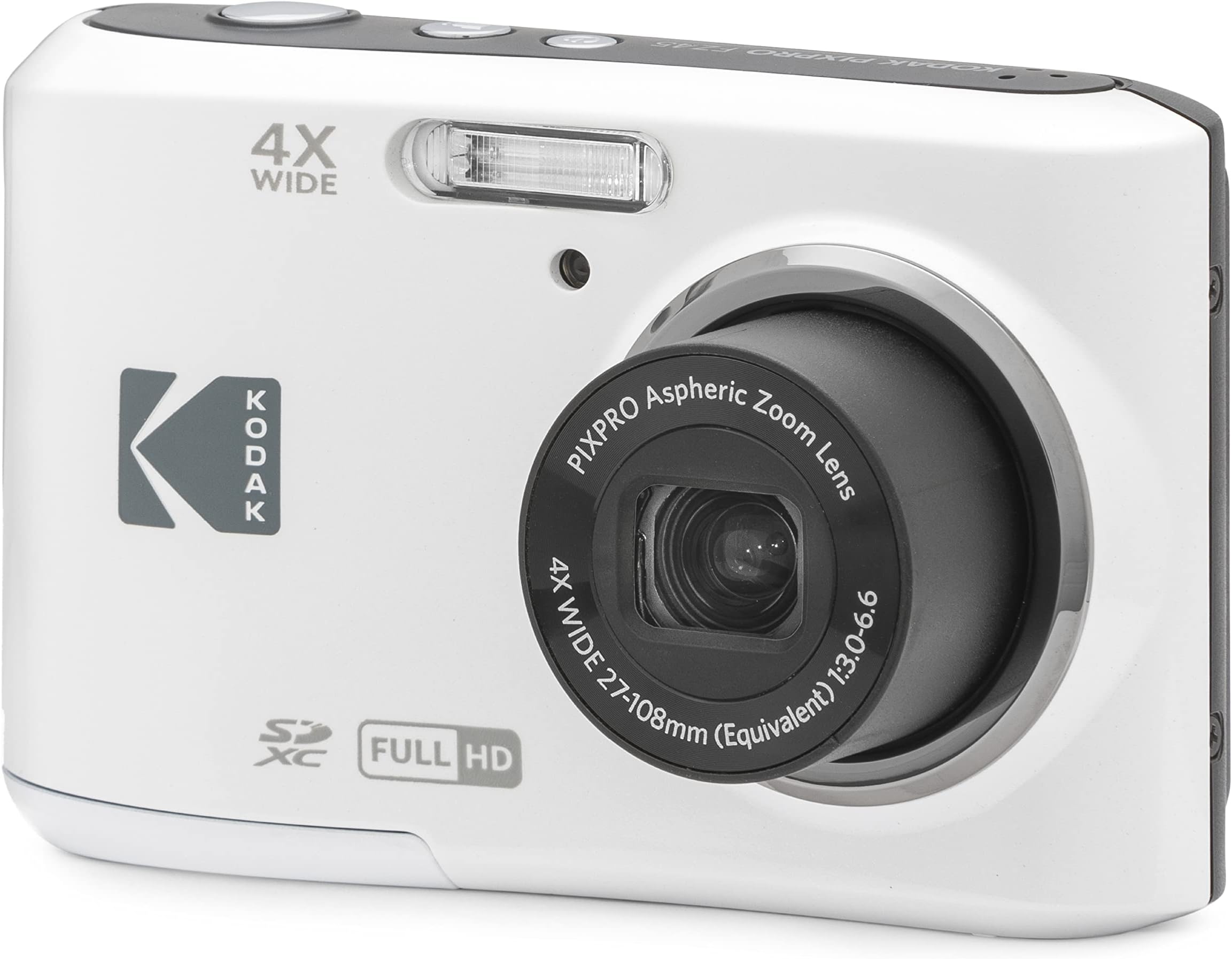 KODAK PIXPRO FZ45-WH 16MP Digital Camera 4X Optical Zoom 27mm Wide Angle 1080P Full HD Video 2.7" LCD Vlogging Camera (White)