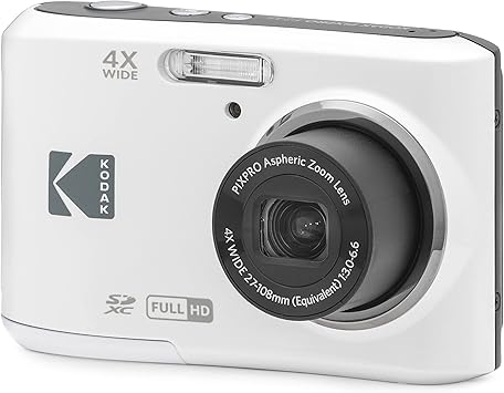 Kodak PIXPRO Friendly Zoom FZ45-WH 16MP Digital Camera, 4X Zoom, 27mm Wide Angle, 2.7 LCD Screen, White