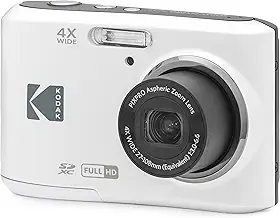 KODAK Câmera digital PIXPRO Zoom FZ45-WH de 16 MP com zoom óptico de 4X, ângulo amplo de 27 mm e tela LCD de 2,7 polegadas (branca)