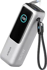 Anker Laptop Power Bank, 25.000mAh Carregador Portátil para Notebook,3-Portas 165W USB-C,Cabos Retráteis Integrados, Aprovado para Viagens Aéreas,Compatível com iPhone 17/16/15,Samsung,Xiaomi e Mais
