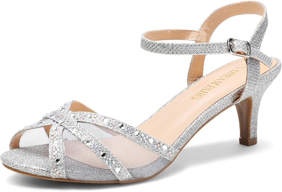 DREAM PAIRS Women's Nina Low Heel Pump Sandals