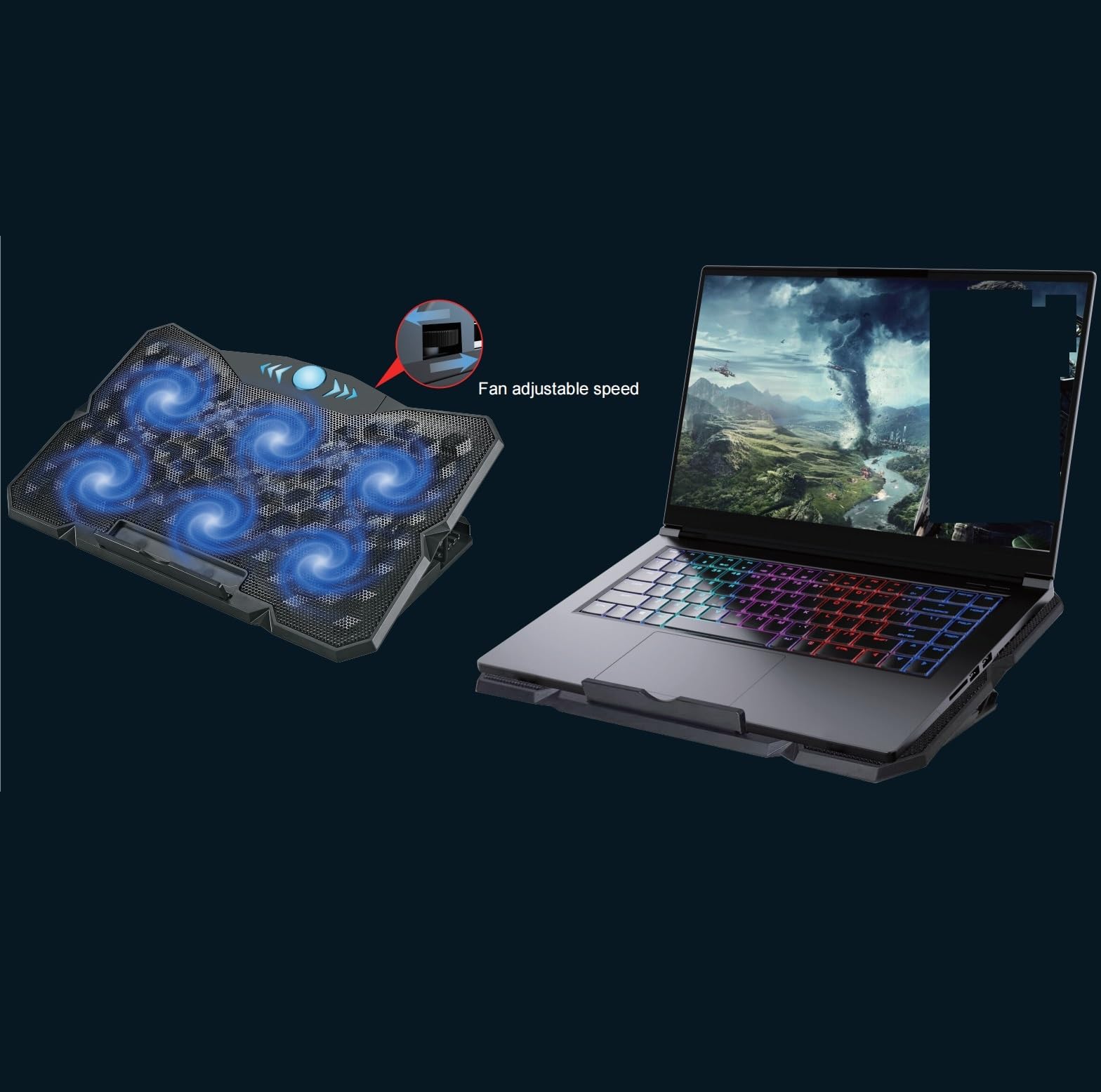 Podstawka Chłodząca Stabilny Podkładka Chłodząca Do Laptopa, Z 6 Cichymi Wentylatorami I Regulacją Prędkości Wiatru Cichy Biurko(With speed control)