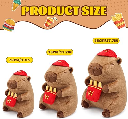 Miniatura 9 de Beber Capybara - Peluche de 17.7 pulgadas, lindo animal de peluche Capibara gigante, regalo para niños y niñas Beber Capybara,Papas Fritas