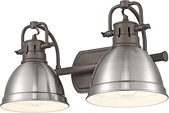 Duncan 2-Light Bath Vanity in Rubbed Bronze with Pewter