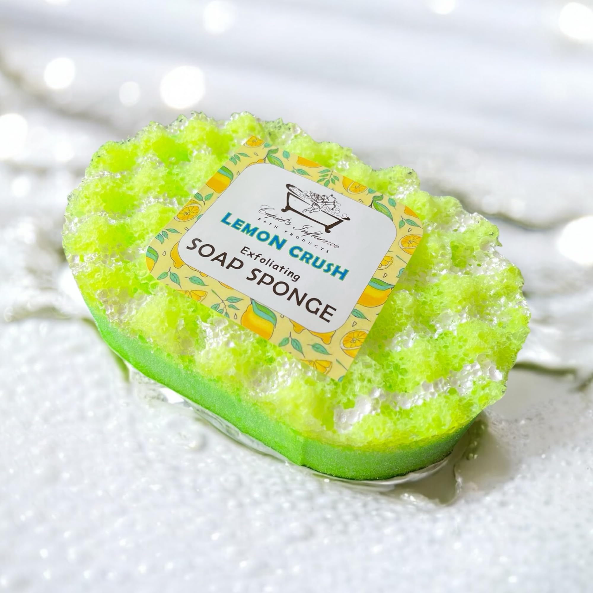 Lemon Crush Exfoliating Soap Filled Sponge | Exfoliating Body Wash | Shower Pouf | Bathing Sponge | Tan Remover & Body Scrub | Lemon Body Wash | Stocking Fillers | Secret Santa | Father's Day Gift