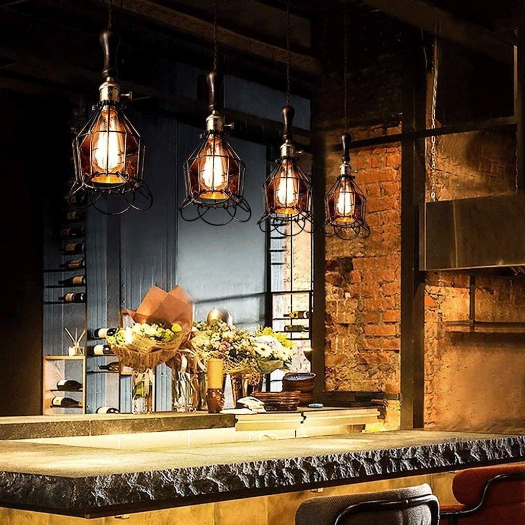 LEOSHI Lámpara de araña Decorativa Negra, Fresca y Atractiva, diseño de Estilo Industrial Retro, iluminación para Bar, Restaurante y cafetería Made in China