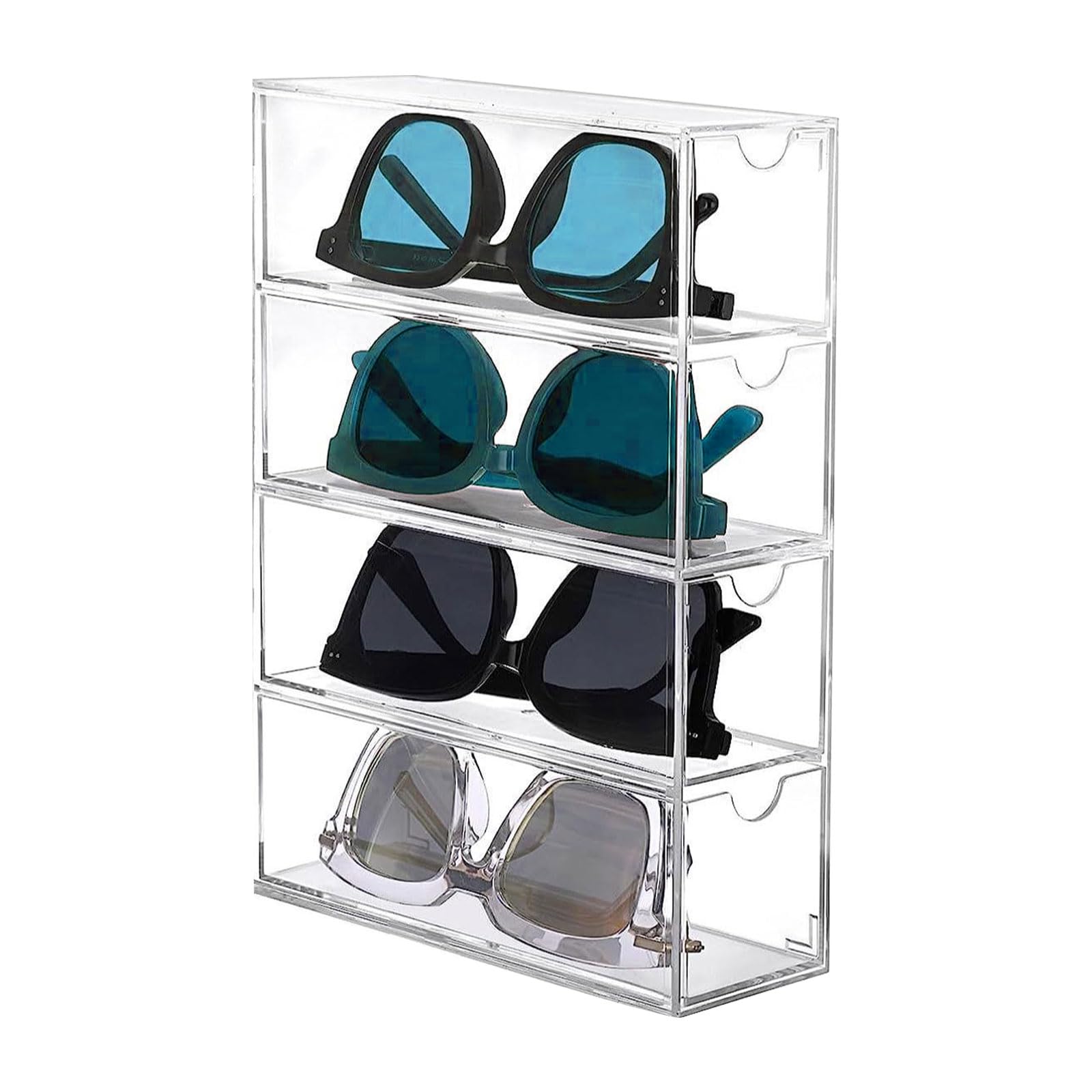 4-szufladowe okulary nizer przezroczysta plastikowa gablota na okulary przeciwsłoneczne i okulary do czytania idealna do przechowywania biżuterii i kosmetyków Stylowy i funkcjonalny design
