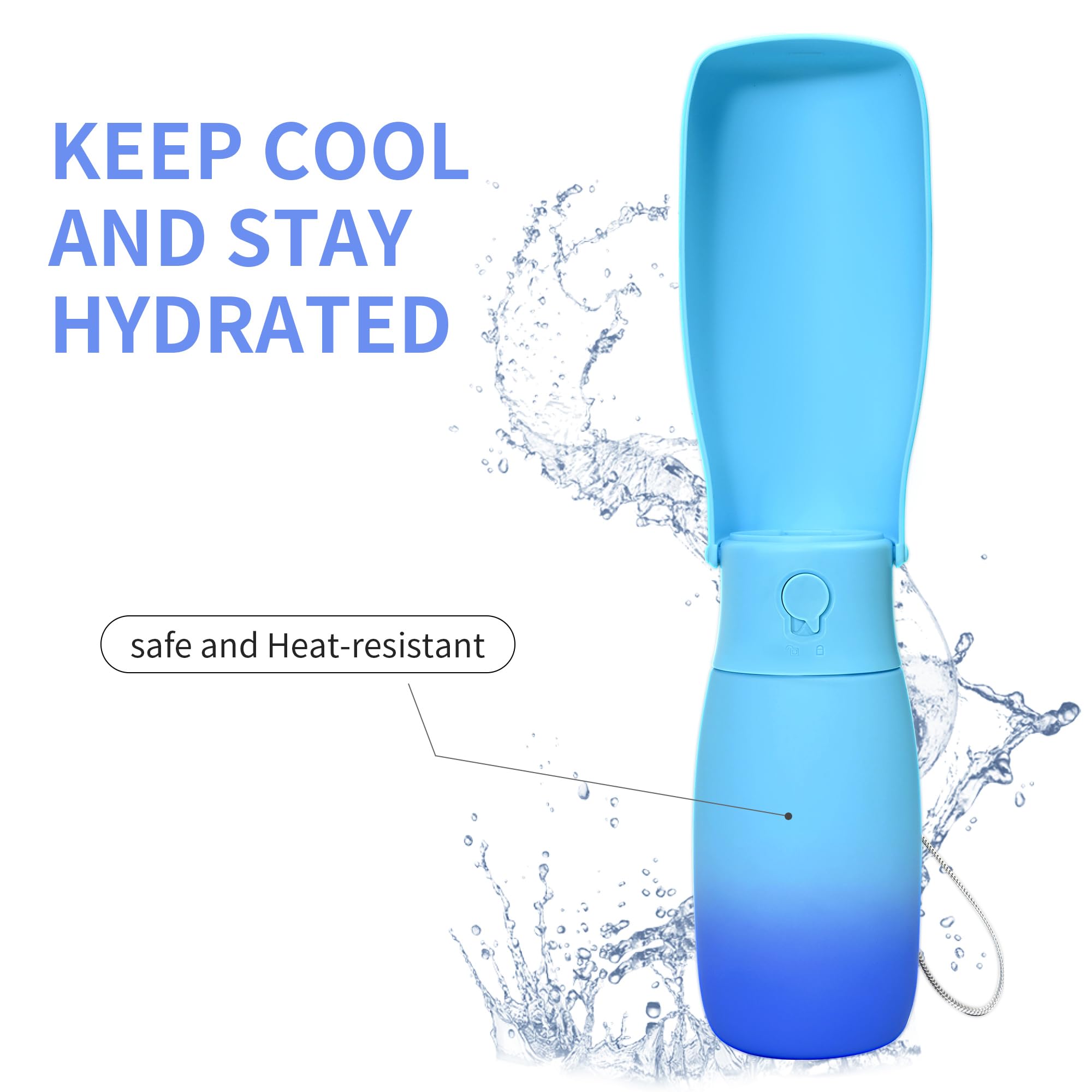 Botella de agua portátil para perros para caminar, 550 ml, botella de agua portátil de viaje para perros, cuenco a prueba de fugas, apto para lavavajillas, ligera, perfecta para senderismo y aventura