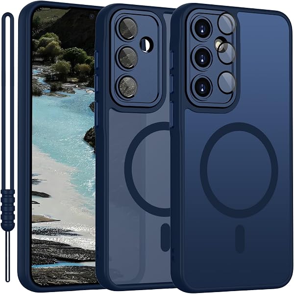 Cover Magnetica per Samsung Galaxy A16 5G Compatibile con MagSafe, Custodia per Samsung Galaxy A16 5G Traslucida Opaca Case Ultra-Sottile Silicone Anti-Scivolo Resistente ai Graffi, Blu Scuro - 1