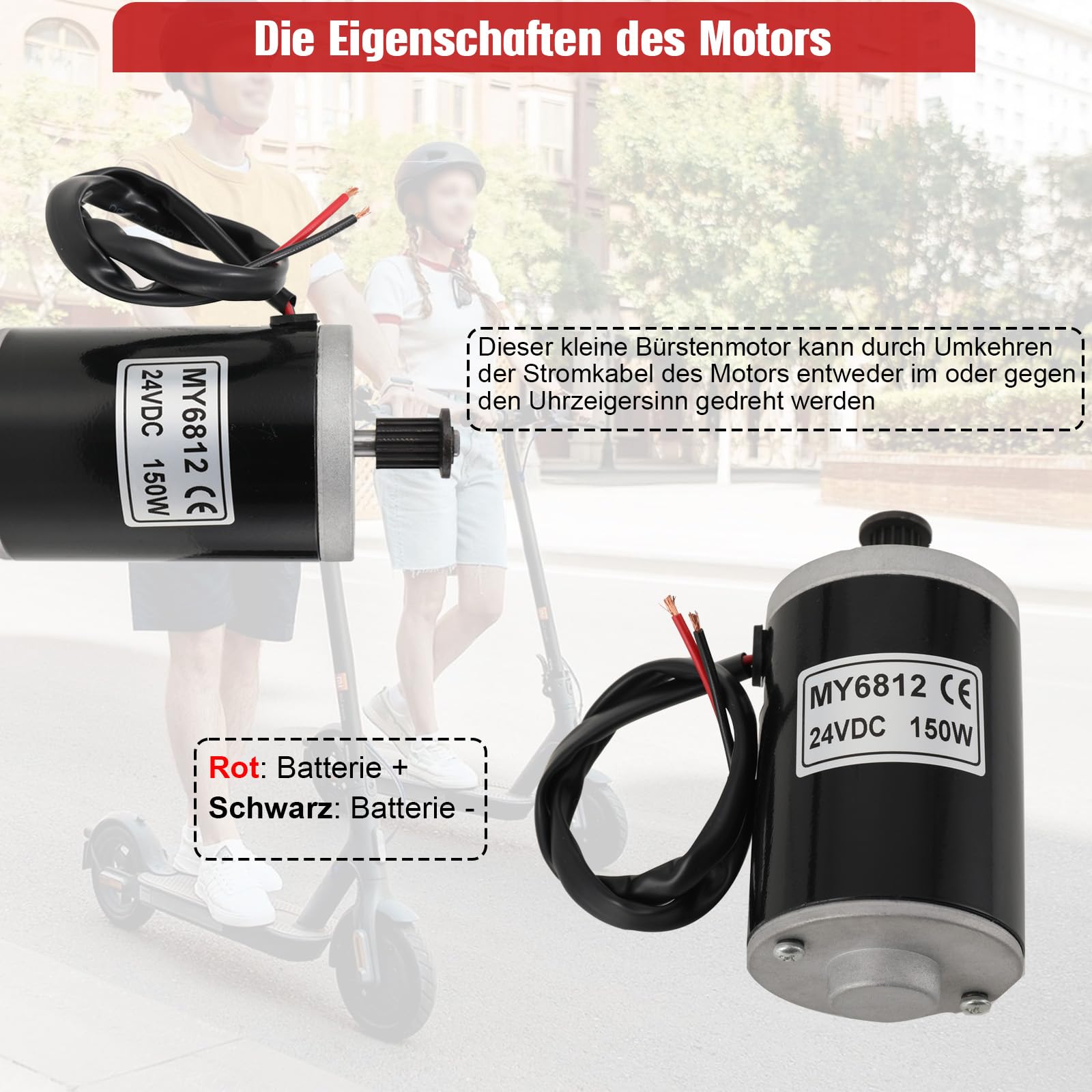 Getriebemotor DC Motor 150W 24V Gleichstrommotor E-Scooter