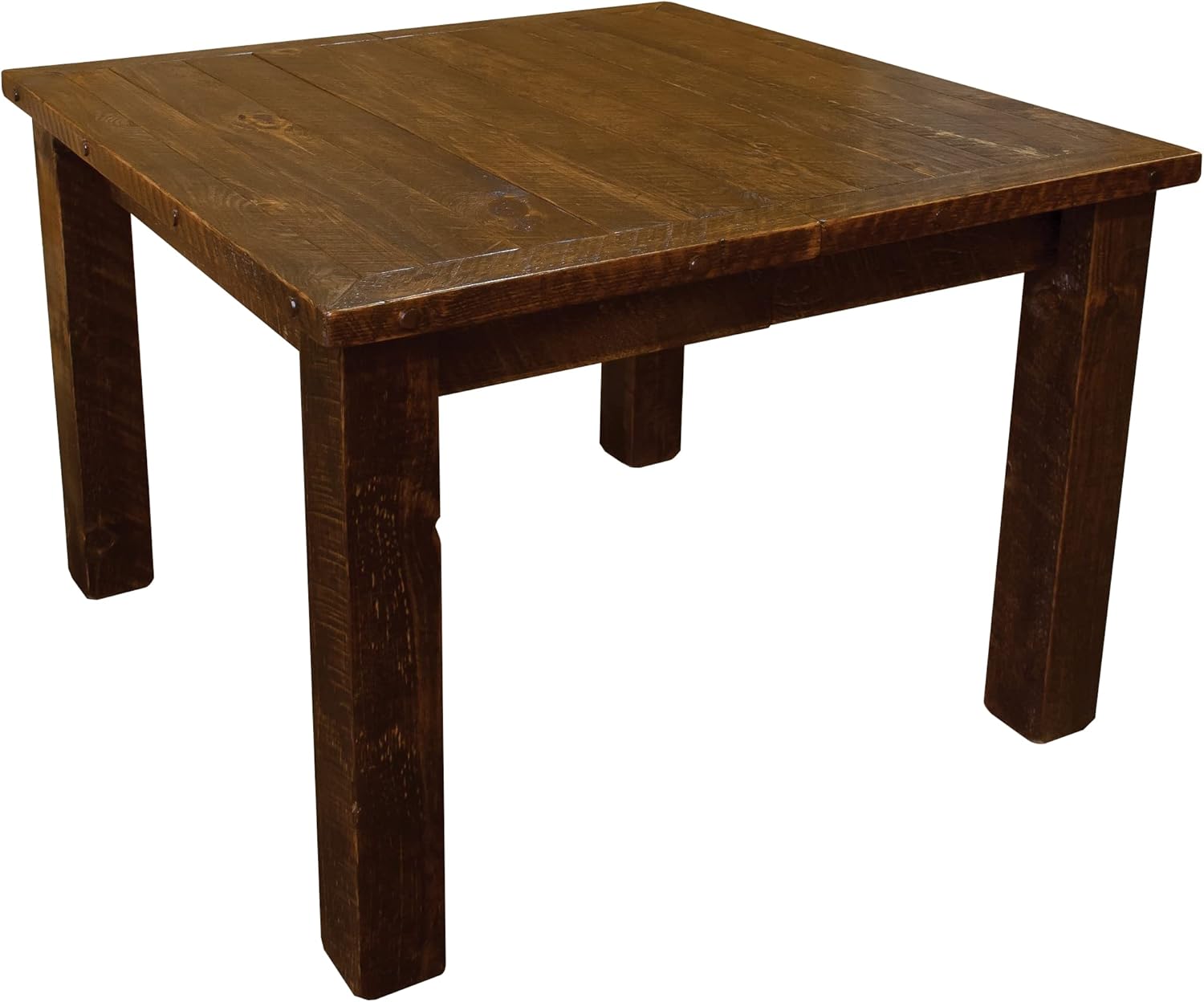 Furniture Barn USA Farmhouse Timber Peg 36" x 36" Solid Top Family Dining Table, Early American Stain