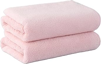 (Ultra Long Cotton Non-Twisted Yarn) Bath Towel Cocochi Absorbent Light Pink Set of 2 Absorbent Plush, Voluminous Fluffy Soft to the Touch, Absorbent, Quick Drying, Less Puffing, Durable, Large, 100%
